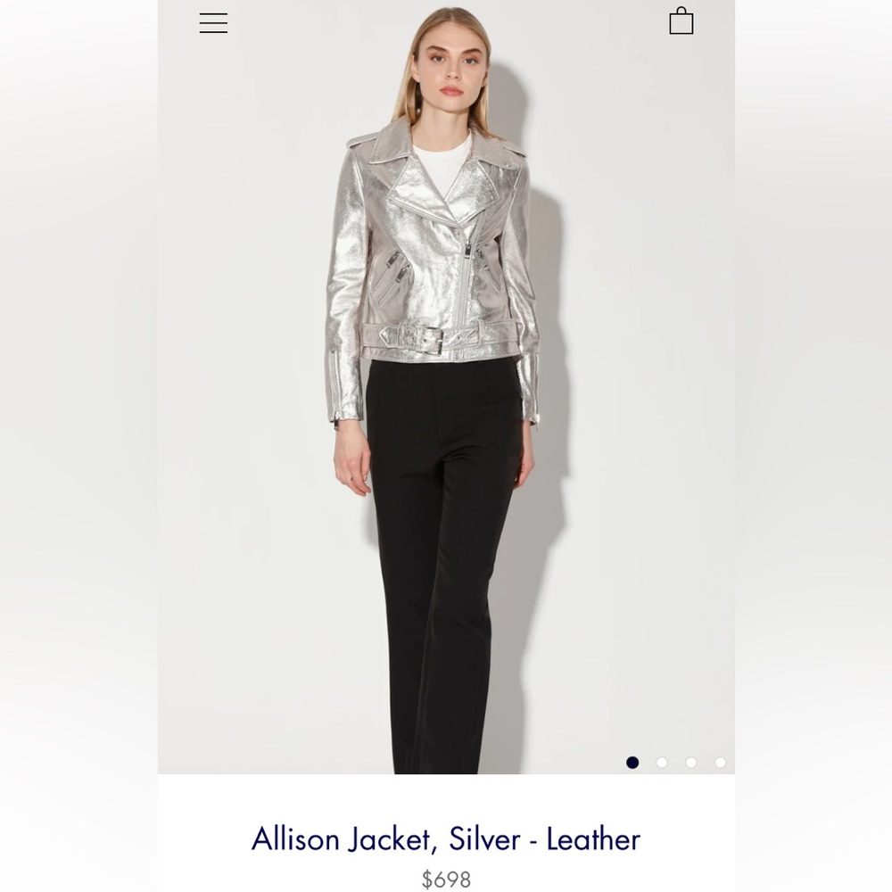 Walter Baker Allison Leather Moto Silver Jacket - Picture 3 of 16